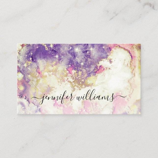 Carte De Visite Aquarelle Sparkly Gold Foil Artiste de maquillage  (Devant)
