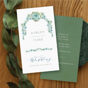 Carte De Visite Aquarelle Succulent Floral Jardin Planificateur de