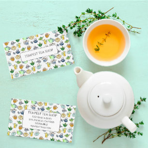 Carte De Visite Aquarelle Teapot Motif Magasin de thé élégant