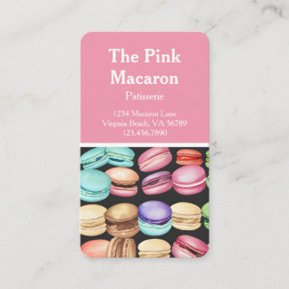Carte De Visite Aquarelle tendance Macaron pâtisserie française bo