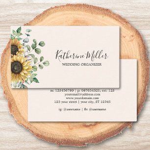 Carte De Visite Aquarelle tournesol Eucalyptus Russe Affaires