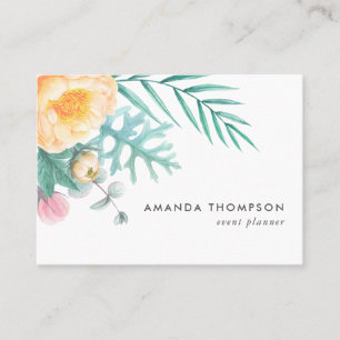 Carte De Visite Aquarelle tropicale à la menthe Florale