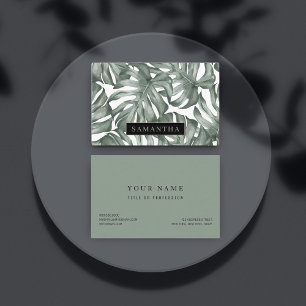 Carte De Visite Aquarelle tropicale Oasis moderne Feuille Motif