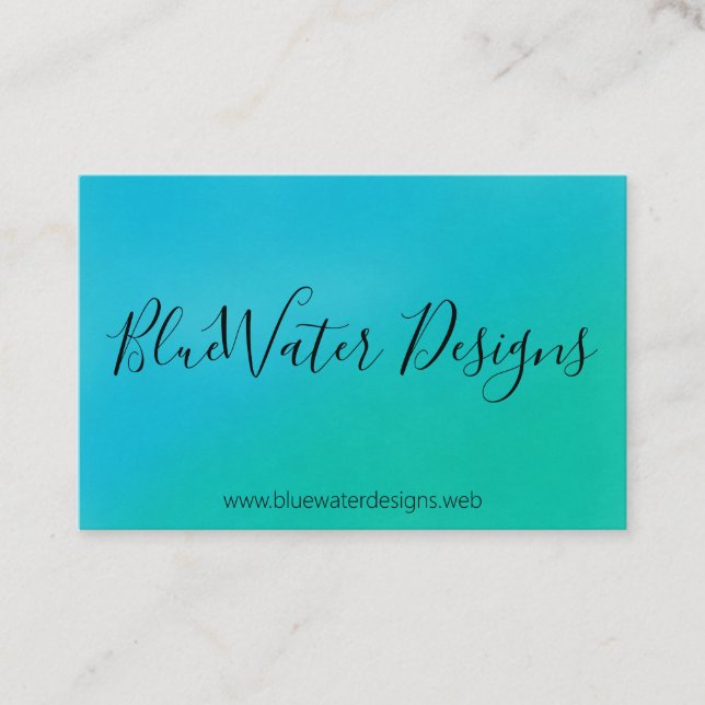 Carte De Visite Aquarelle Turquoise Bleue Avec Police Calligraphiq (Devant)