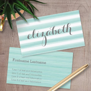 Carte De Visite Aquarelle Turquoise Grandes vertes Feminine