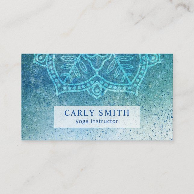 Carte De Visite Aquarelle Turquoise Mandala Lotus (Devant)