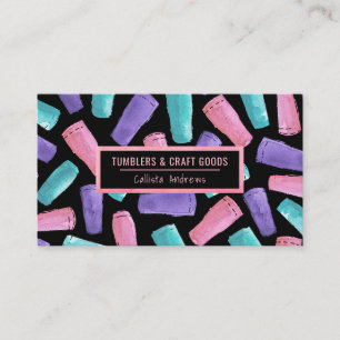 Carte De Visite Aquarelle Turquoise Tumbler Rose Personnalisée