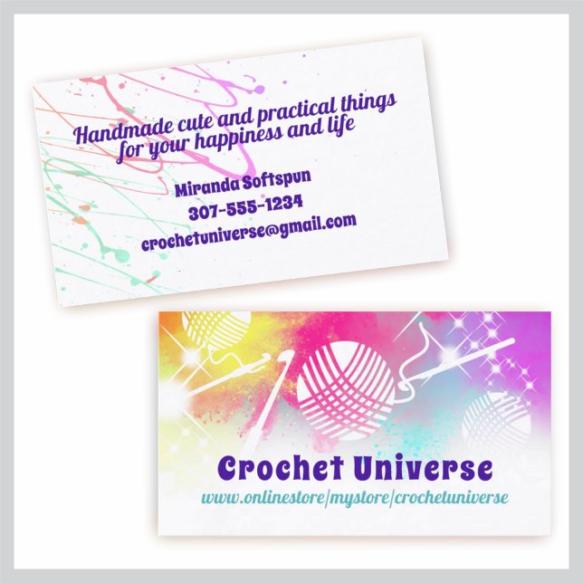 Carte De Visite Aquarelle univers fil crochet crochets (Créateur téléchargé)