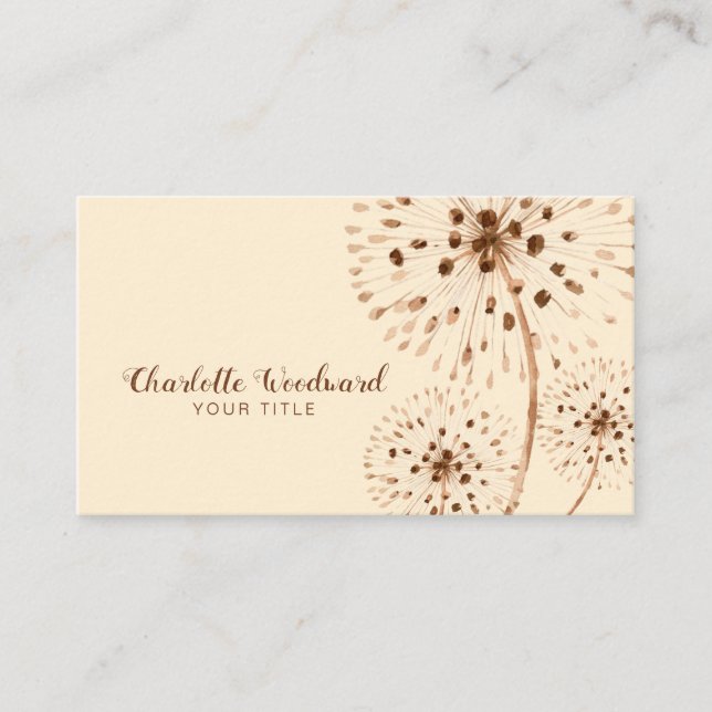 Carte De Visite Aquarelle Vent soufflé Dandelion Fleurs (Devant)
