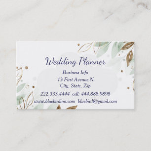 Carte De Visite Aquarelle Verdure Feuillage Wedding planner person
