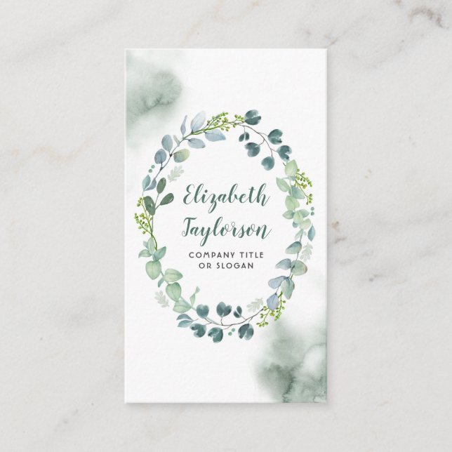 Carte De Visite Aquarelle Verdure Mariage Élégante et créative (Devant)