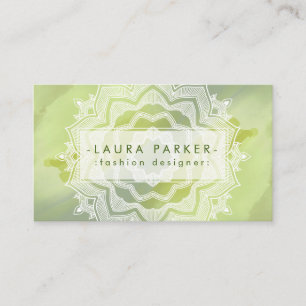 Carte De Visite Aquarelle vert plaque Abstraite Mandala Art