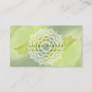 Carte De Visite Aquarelle vert plaque Abstraite Mandala Art