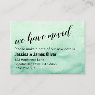 Carte De Visite Aquarelle verte d'Ombre nous avons déplacé la