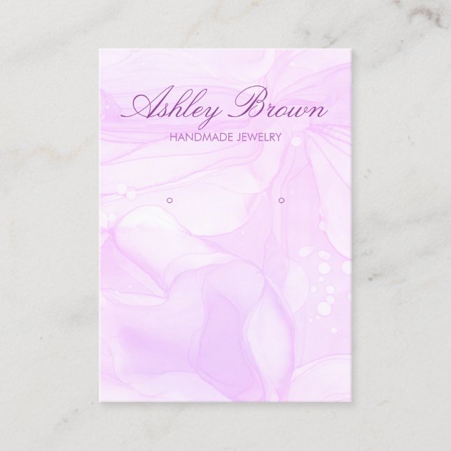Carte De Visite Aquarelle violet bijoux artisanal Écran d'oreille (Devant)
