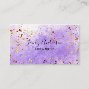 Carte De Visite Aquarelle violet clair fausse feuille d'or parties