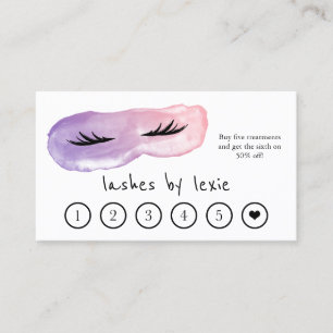 Carte De Visite Aquarelle violet et rose Lash Artiste Loyauté