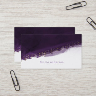 Carte De Visite Aquarelle violette or moderne chic élégant chic él
