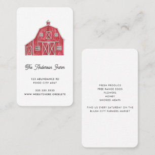 Carte De Visite Aquarelle Whimsical Red Barn Homestead Farm