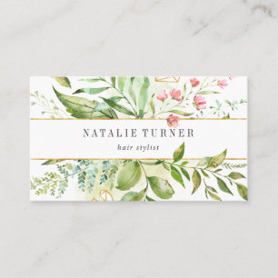 Carte De Visite Aquarelle Wild Green Foliage Rappel de rendez-vous