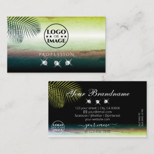 Carte De Visite Aquarelles Arimables Palm Diamants Feuille avec lo