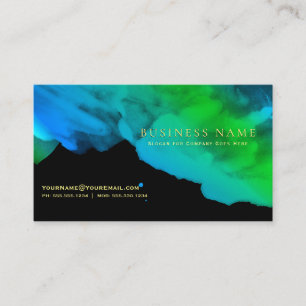 Carte De Visite Aquarelles bleu Turquoise intense sur le noir