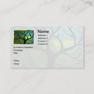 Carte De Visite Aquarelles bleues et jaunes d'arbre et de lune -