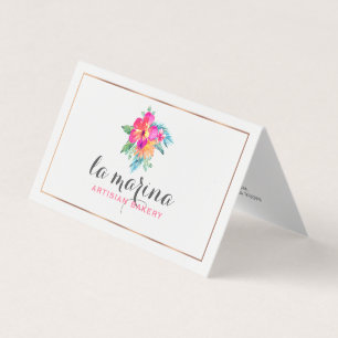 Carte De Visite Aquarelles Bouquet de fleurs tropicales
