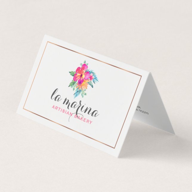 Carte De Visite Aquarelles Bouquet de fleurs tropicales (Devant)