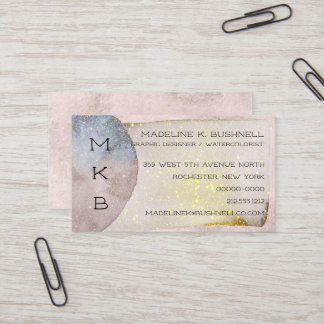 Carte De Visite Aquarelles dorées Pastel