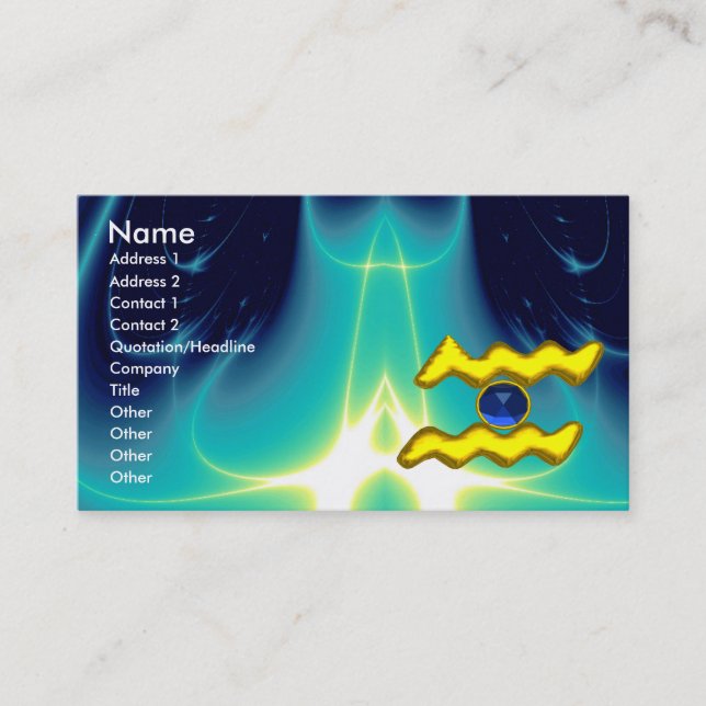 Carte De Visite AQUARIUS GOLD JEWEL clair saphir bleu jaune (Devant)