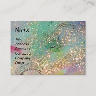 Carte De Visite AQUARIUS, turquoise, bleu, vert, jaune étincelle d