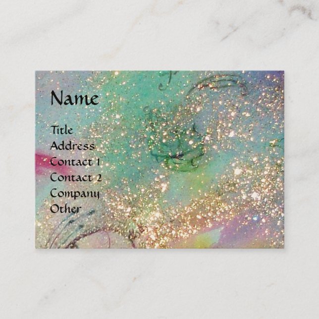 Carte De Visite AQUARIUS, turquoise, bleu, vert, jaune étincelle d (Devant)