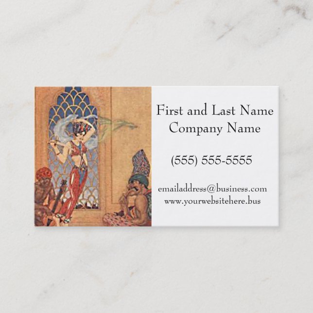 Carte De Visite Arabian Nights Exotic Belly Dancer avec Écharpes (Devant)