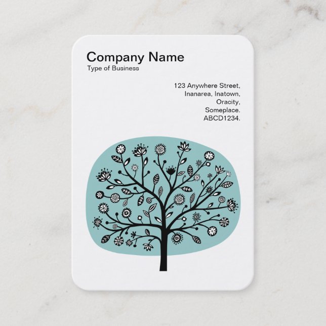 Carte De Visite Arbre à fleurs II - Bleu clair Vert (Devant)