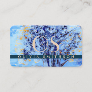 Carte De Visite Arbre artistique professionnel Monogrammé QR
