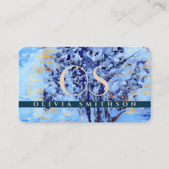 Carte De Visite Arbre artistique professionnel Monogrammé QR (Devant)