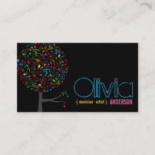 Carte De Visite Arbre coloré de bruit de chant de chanson de notes