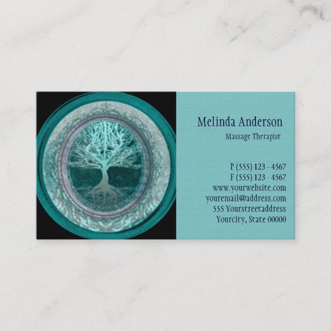 Carte De Visite Arbre de la vie bleu et turquoise (Devant)