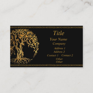 Carte De Visite Arbre de Mehndi de la vie (or)