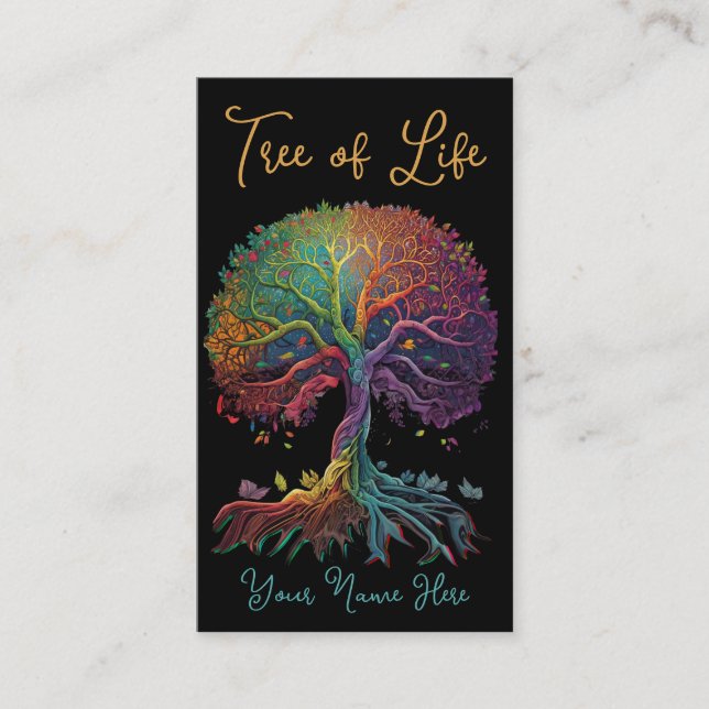 Carte De Visite Arbre de vie Couleurs arc-en-ciel (Devant)