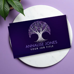 Carte De Visite Arbre de vie en argent et améthyste - Yggdrasil 