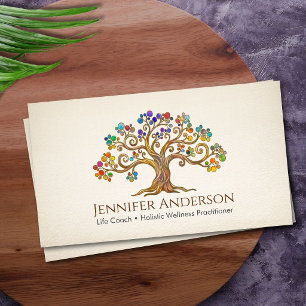 Carte De Visite Arbre de Vie Fantaisiste Coloré