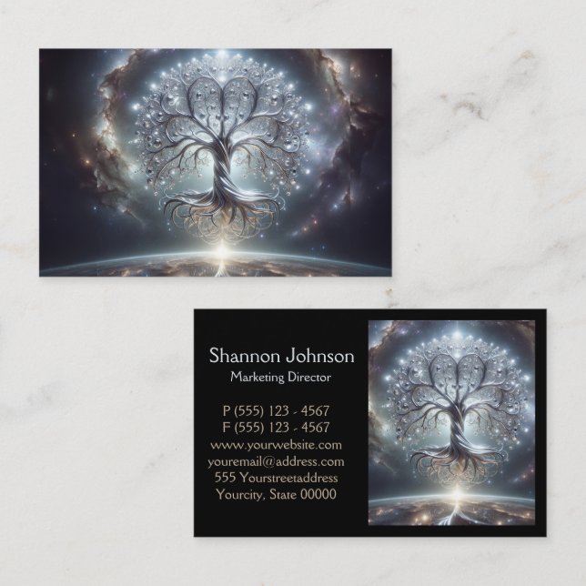 Carte De Visite Arbre de vie Galaxy Stars Coeur (Devant / Derrière)