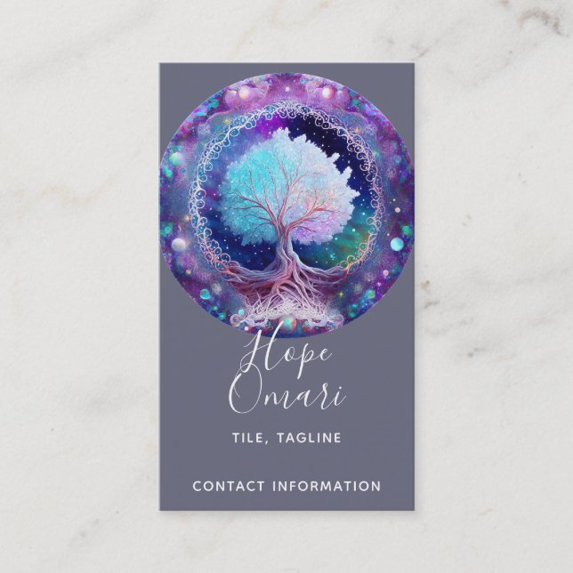 Carte De Visite Arbre de vie | Nuit étoilée (Devant)