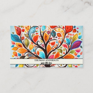 Carte De Visite Arbre de vie personnalisé moderne - Feuilles color