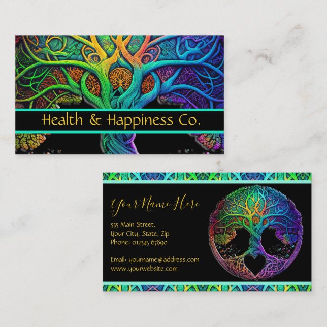 Carte De Visite Arbre de vie Rainbow Health (Devant / Derrière)