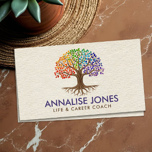Carte De Visite Arbre de vie - Yggdrasil - feuilles arc-en-ciel