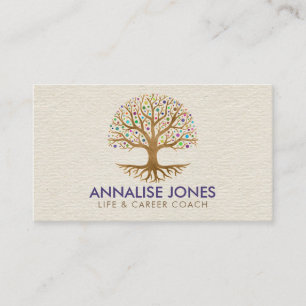 Carte De Visite Arbre de vie - Yggdrasil - Feuilles colorés