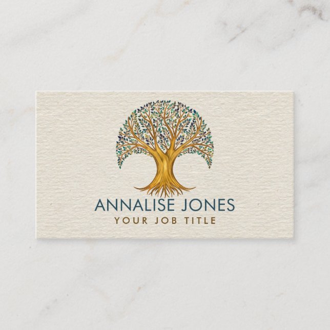 Carte De Visite Arbre de vie - Yggdrasil - Feuilles de marbre et d (Devant)